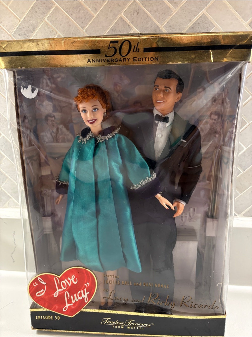 Mattel I Love Lucy 50th Anniversary Lucy & Ricky Doll Set - Teal & Black